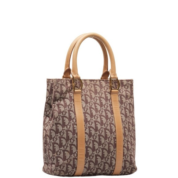 Dior Canvas Handbag Leather Brown Trotter Bag Beige Tote - Picture 1 of 10